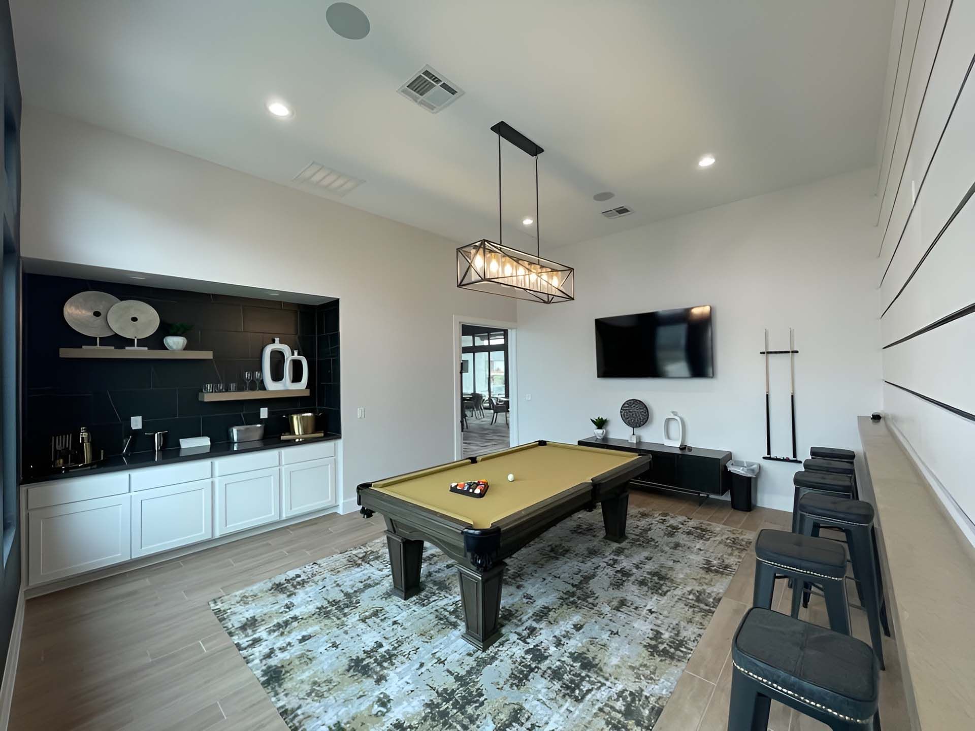 Game room with a pool table