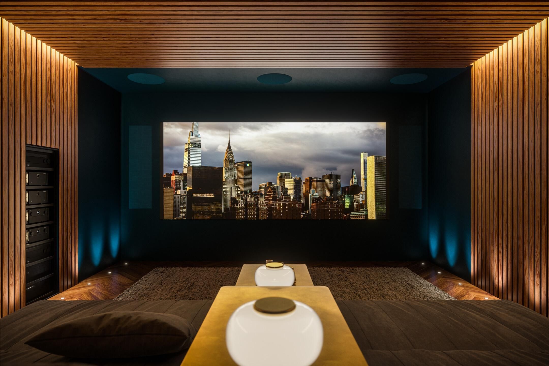 Home theater with custom seating